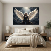 Mystical Angel with Wings Canvas Print Wall Art, Dramatic Celestial Design - Mockup Display 3