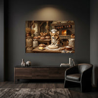 Charming Corgi Baker Oil Painting Style Canvas Print Wall Art for Kitchen Decor - Mockup Display 3
