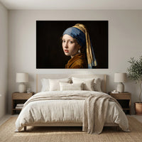 Vermeer's Girl with Pearl Earring Oil Painting Style Classic Canvas Print Wall Art - Mockup Display 3