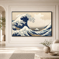 Iconic Japanese Great Wave Ukiyo-e Style Canvas Print Wall Art, Timeless Classic - Mockup Display 3