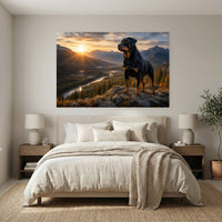 Majestic Rottweiler Dog Sunset Mountain Vista Canvas Print Wall Art - Scenic - Mockup Display 3