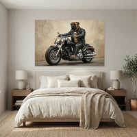 Bullmastiff Biker Dog on Motorcycle Oil Painting Style Canvas Print Wall Art - Mockup Display 3