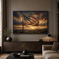 Weathered American Flag Oil Painting Style Canvas Print Wall Art for Rustic Decor - Mockup Display 3