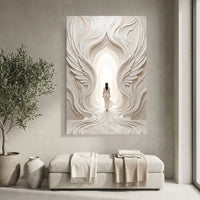 Ethereal Woman in Winged Archway Textured Style Canvas Print Wall Art, Serene Hope - Mockup Display 3