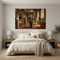 Dapper Cat in Grand Art Gallery Classical Style Canvas Print Wall Art for Museum Decor - Mockup Display 3