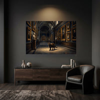 Tortoiseshell Cat in Grand Gallery Oil Painting Style Canvas Print Wall Art, Elegant Decor - Mockup Display 3