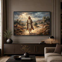 Jesus Christ Divine Light Oil Painting Style Canvas Print Wall Art, Inspirational Decor - Mockup Display 3