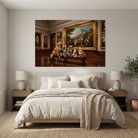 Five Dogs Admiring Art Museum Oil Painting Style Canvas Print Wall Decor - Mockup Display 3