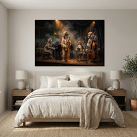 Jazzy Dogs Band Classic Painting Style Canvas Print Wall Art for Sophisticated Decor - Mockup Display 3