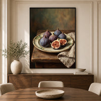 Rustic Figs Still Life Oil Painting Style Canvas Print Wall Art, Home Decor - Mockup Display 3