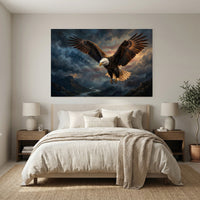 Bald Eagle Canvas Wall Art, Patriotic Wildlife Print, Dramatic Living Room Decor