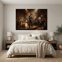 Dapper Dogs Jazz Band Oil Painting Style Canvas Print Wall Art for Music Lovers - Mockup Display 3