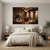 Canine Courtroom Drama Oil Painting Style Canvas Print Wall Art Humorous Decor - Mockup Display 3