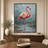 Majestic Flamingo Oil Painting Style Canvas Print Wall Art for Nature Lovers - Mockup Display 3