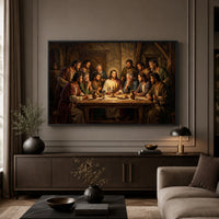 Last Supper Biblical Scene Oil Painting Style Canvas Print Wall Art, Inspirational Decor - Mockup Display 3