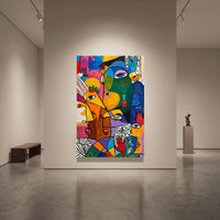 Abstract Faces Canvas Wall Art, Colorful Modern Portrait Print, Gallery Room Decor