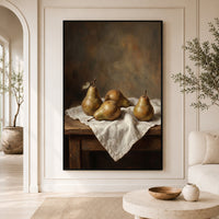 Realistic Pears Still Life Oil Painting Style Canvas Print Wall Art for Kitchen Decor - Mockup Display 3