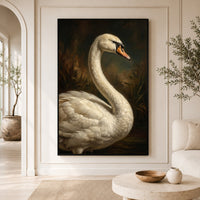 Majestic Swan Oil Painting Style Canvas Print Wall Art for Elegant Decor - Mockup Display 3