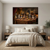 Grand Canine Feast Oil Painting Style Canvas Print Wall Art, Humorous Decor - Mockup Display 3