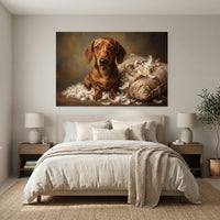 Dachshund Stretched Canvas Wall Art, Painterly Dog Portrait Print, Classic Pet Room Decor