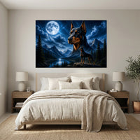 Majestic Doberman Dogs Moonlight Mountain Lake Canvas Print Wall Art - Mockup Display 3