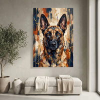 German Shepherd Abstract Oil Painting Style Canvas Print Wall Art, Expressive Decor - Mockup Display 3