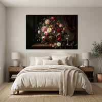 Classical Floral Bouquet Oil Painting Style Canvas Print Wall Art, Elegant Decor - Mockup Display 3