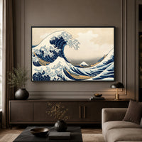 Japanese Great Wave Ukiyo-e Art Print Canvas Print Wall Art Coastal Decor Style - Mockup Display 3
