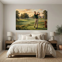 Classic Golfer Oil Painting Style Canvas Print Wall Art for Home Decor - Mockup Display 3