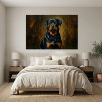 Rottweiler Canvas Wall Art, Painterly Dog Portrait Print, Bold Living Room Decor