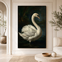 Majestic White Swan Oil Painting Style Canvas Print Wall Art, Elegant Nature Decor - Mockup Display 3