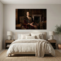 Regal Noblewoman Historical Portrait Oil Painting Style Canvas Print Wall Art Grandeur - Mockup Display 3
