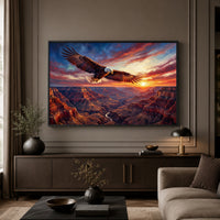 Majestic Bald Eagle Grand Canyon Oil Painting Style Canvas Print Wall Art Sunset - Mockup Display 3