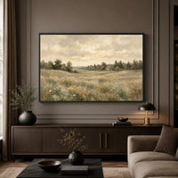 Rustic Field Landscape Oil Painting Style Canvas Print Wall Art for Serene Decor - Mockup Display 3