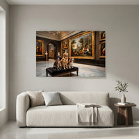 Charming Dogs Museum Oil Painting Style Canvas Print Wall Art for Pet Lovers - Mockup Display 4