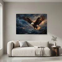 Bald Eagle Canvas Wall Art, Patriotic Wildlife Print, Dramatic Living Room Decor