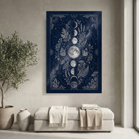 Mystical Moon Phases Botanical Intricate Celestial Canvas Print Wall Art, Spiritual Decor - Mockup Display 4