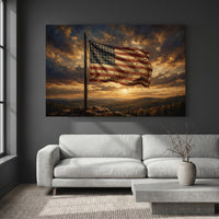 Weathered American Flag Oil Painting Style Canvas Print Wall Art for Rustic Decor - Mockup Display 4