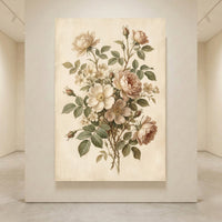 Vintage Floral Rose Bouquet Oil Painting Style Canvas Print Wall Art for Home - Mockup Display 4