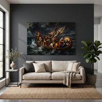 Jesus Calms the Storm Classic Spiritual Canvas Print Wall Art - Dramatic - Mockup Display 4