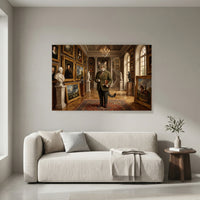 Dapper Cat in Grand Art Gallery Classical Style Canvas Print Wall Art for Museum Decor - Mockup Display 4
