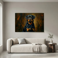 Rottweiler Canvas Wall Art, Painterly Dog Portrait Print, Bold Living Room Decor