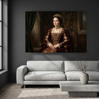 Elegant Noblewoman Portrait Oil Painting Style Canvas Print Wall Art, Majestic - Mockup Display 4