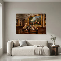 Five Dogs Admiring Art Museum Oil Painting Style Canvas Print Wall Decor - Mockup Display 4