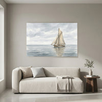 Serene Sailboat Watercolor Style Seascape Canvas Print Wall Art for Coastal Homes - Mockup Display 4