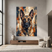 German Shepherd Abstract Oil Painting Style Canvas Print Wall Art, Expressive Decor - Mockup Display 4