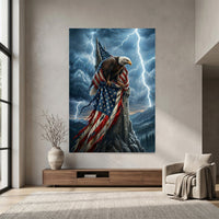 Resilient Eagle American Flag Thunderstorm Canvas Print Wall Art - Bold Statement Piece - Mockup Display 4