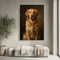 Regal Golden Retriever Oil Painting Style Canvas Print Wall Art, Timeless Home Decor - Mockup Display 4