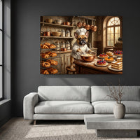 French Bulldog Chef Baking Kitchen Oil Painting Style Canvas Print Wall Art Decor - Mockup Display 4