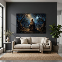 Jesus in Gethsemane Oil Painting Style Canvas Print Wall Art, Spiritual Decor - Mockup Display 4